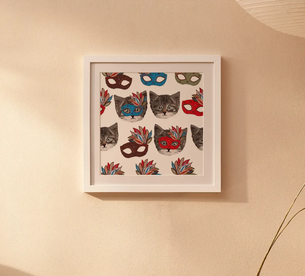 Maschera e gatto carino e simpatico poster da gulsengunel