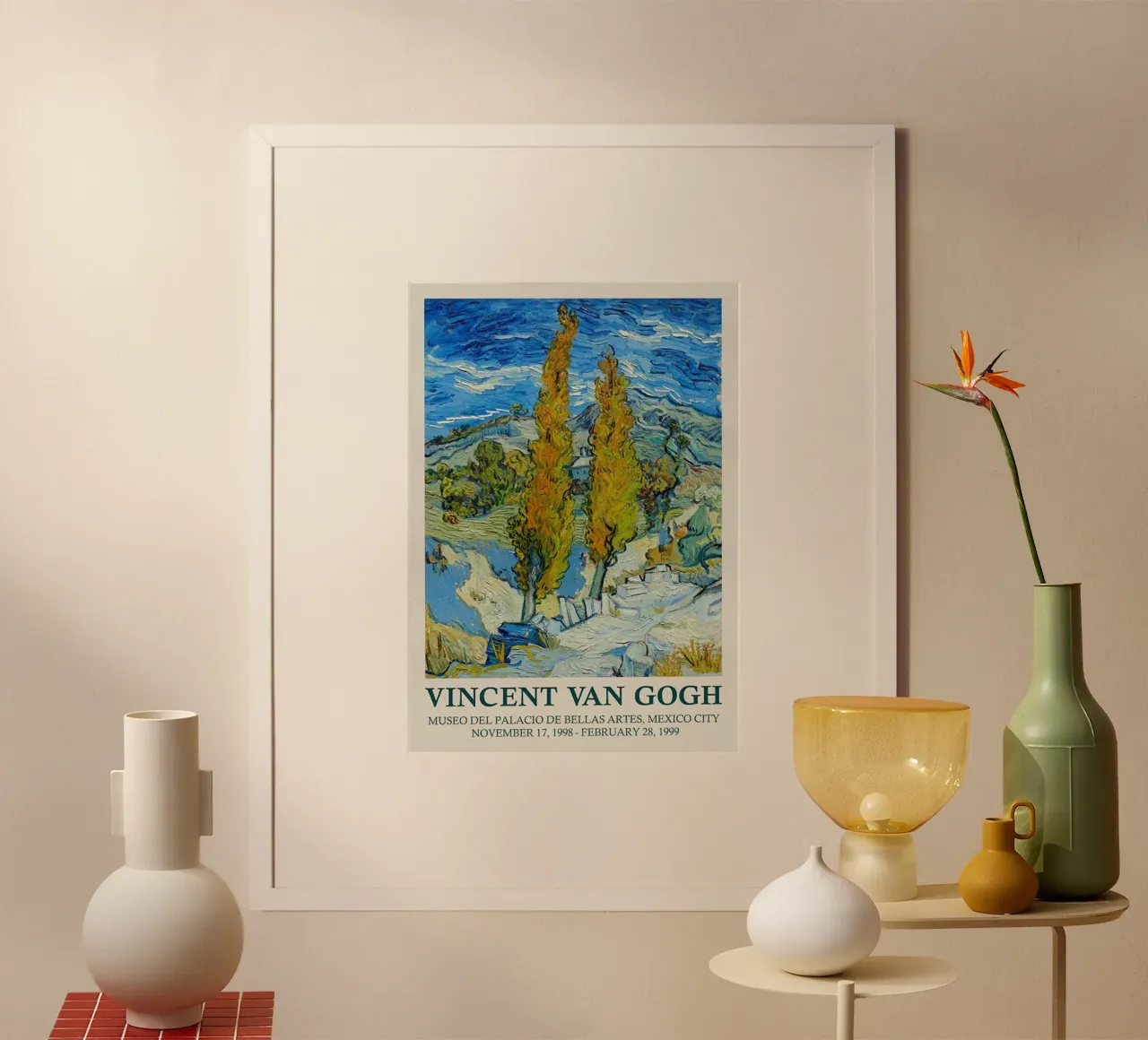 Vincent van Gogh - Due pioppi vicino a Saint-Rémy poster con telaio in legno da ashcraft shop