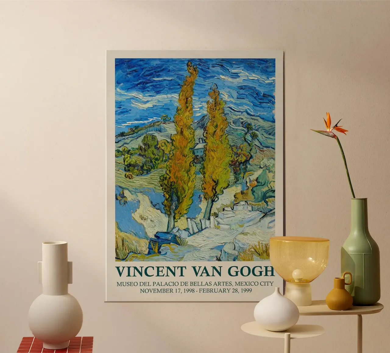 Vincent van Gogh - Due pioppi vicino a Saint-Rémy poster con telaio in legno da ashcraft shop