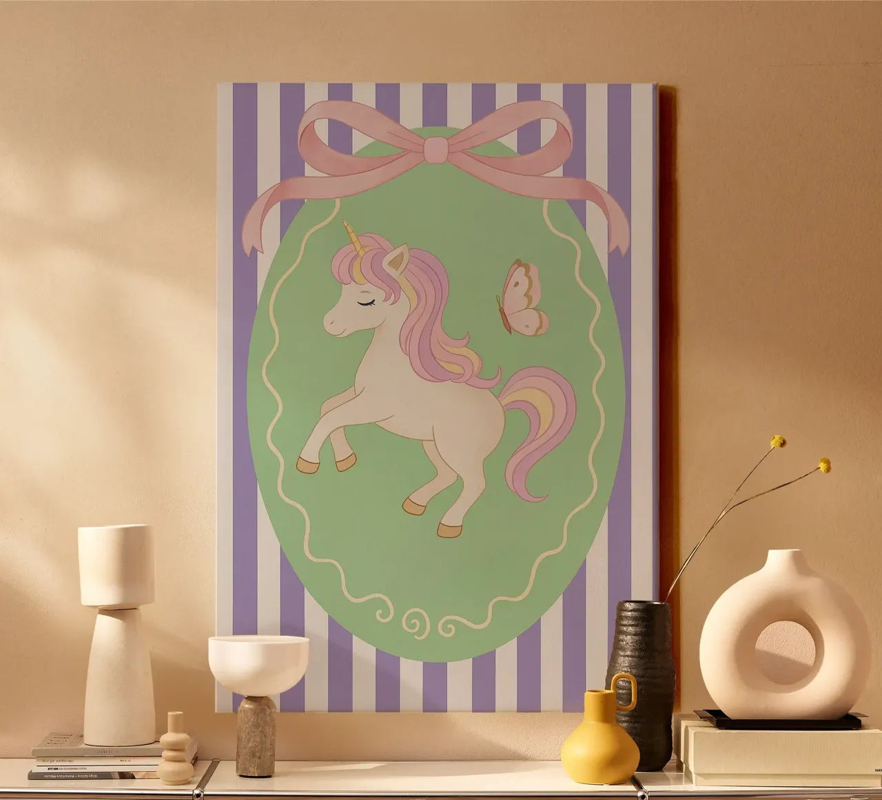 Unicorn and Butterfly tela con Cornice a cassetta da Attaboy Dsgn