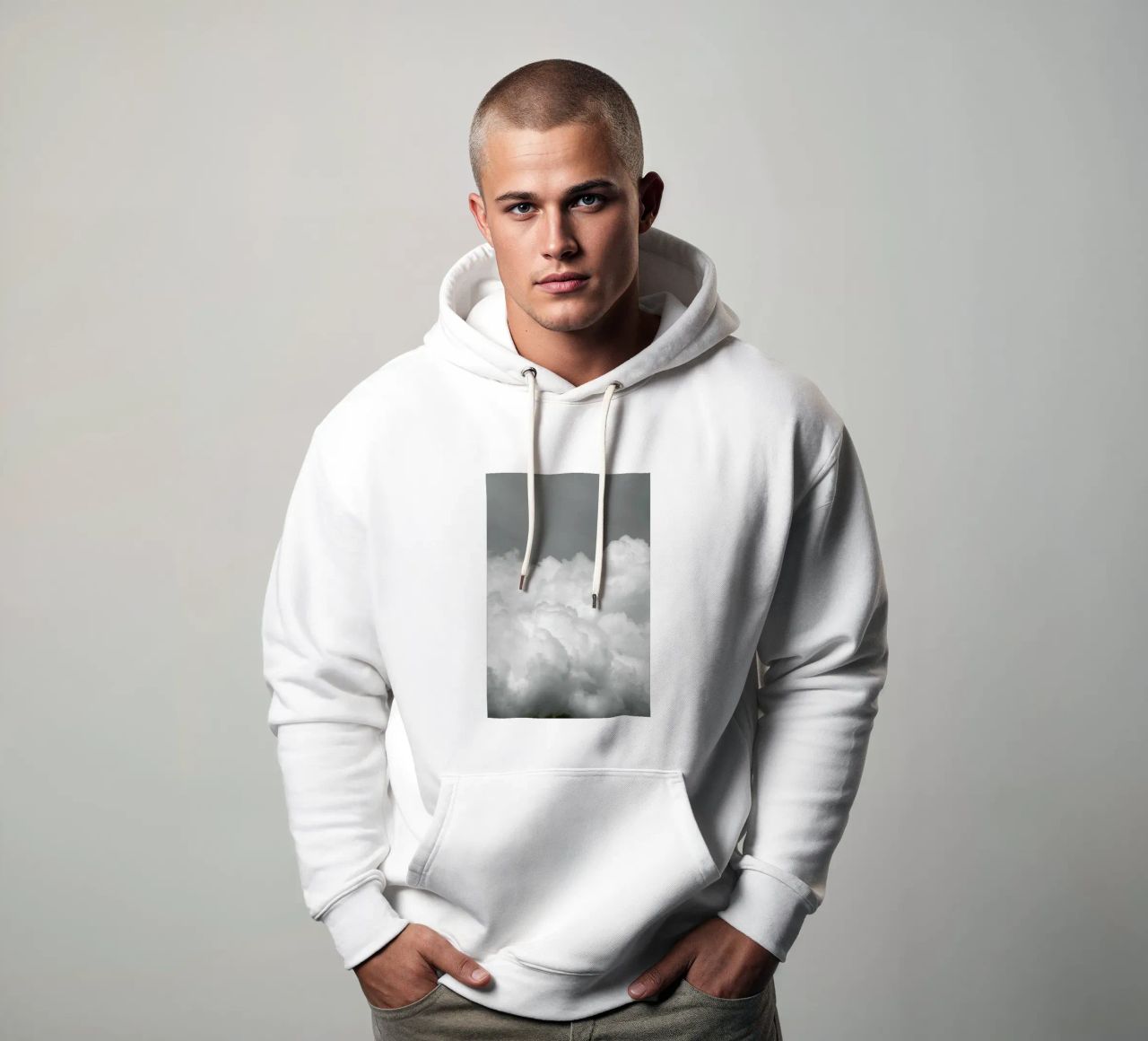 Minimal But Bold Clouds felpa con cappuccio da Studio Nahili