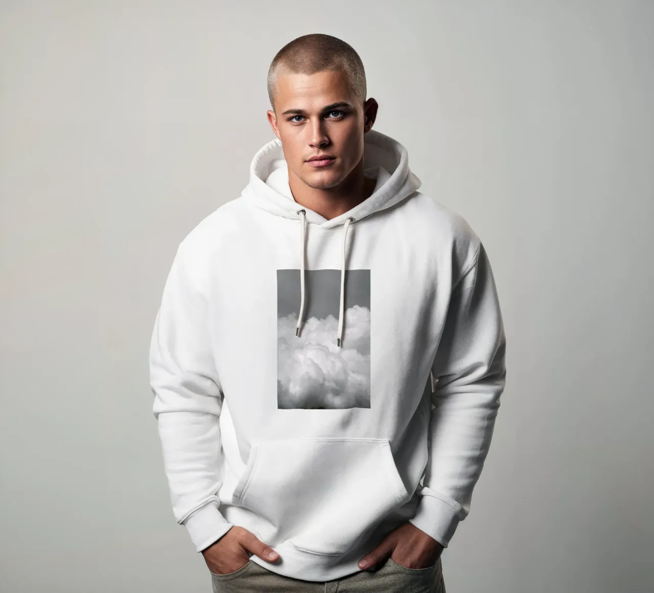 Minimal But Bold Clouds felpa con cappuccio da Studio Nahili