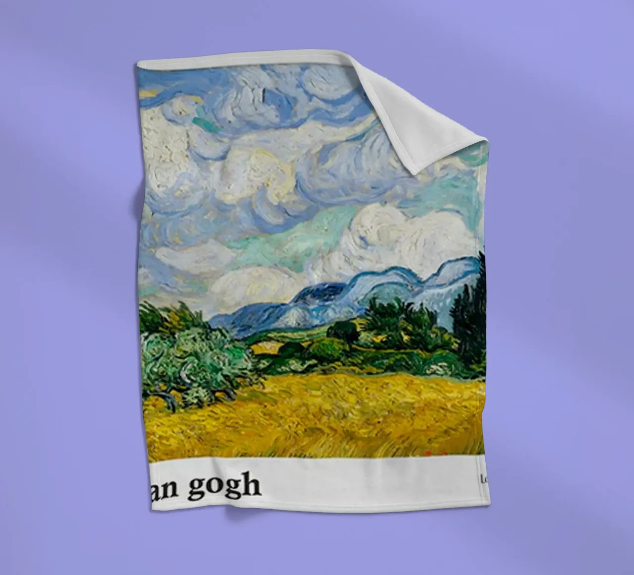 Vincent van Gogh - Wheat Field with Cypresses fleece blanket by ashcraft shop