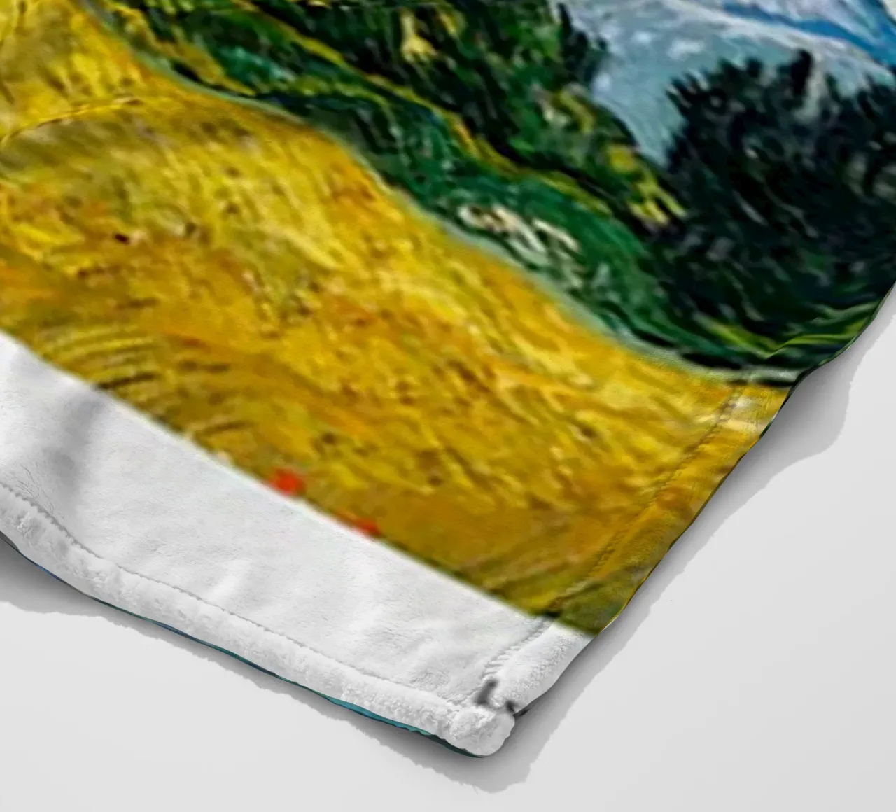 Vincent van Gogh - Wheat Field with Cypresses fleece blanket by ashcraft shop