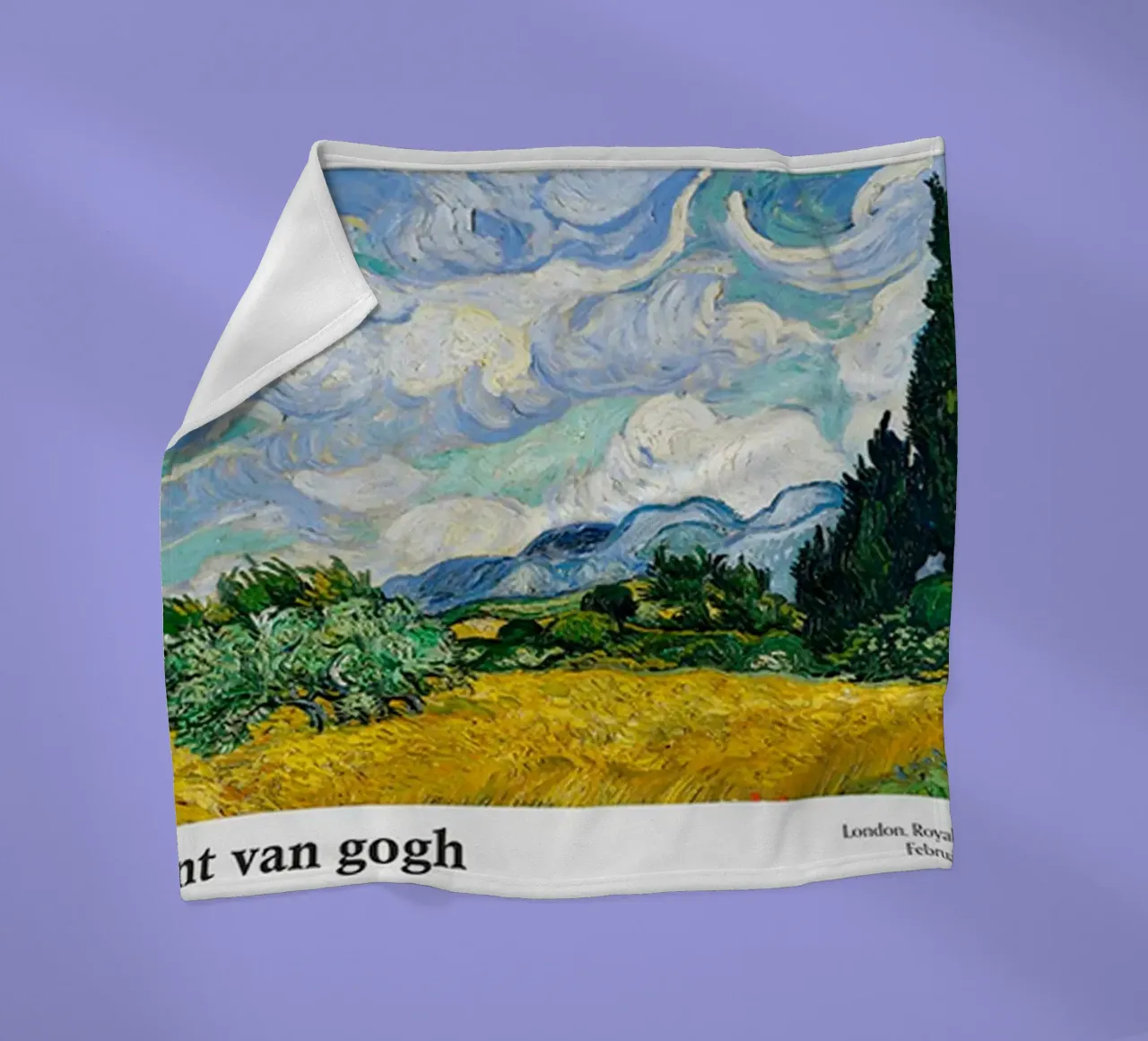 Vincent van Gogh - Wheat Field with Cypresses fleece blanket by ashcraft shop