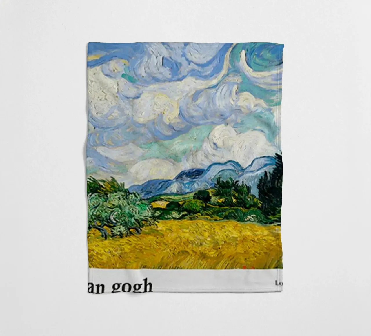 Vincent van Gogh - Wheat Field with Cypresses fleece blanket by ashcraft shop