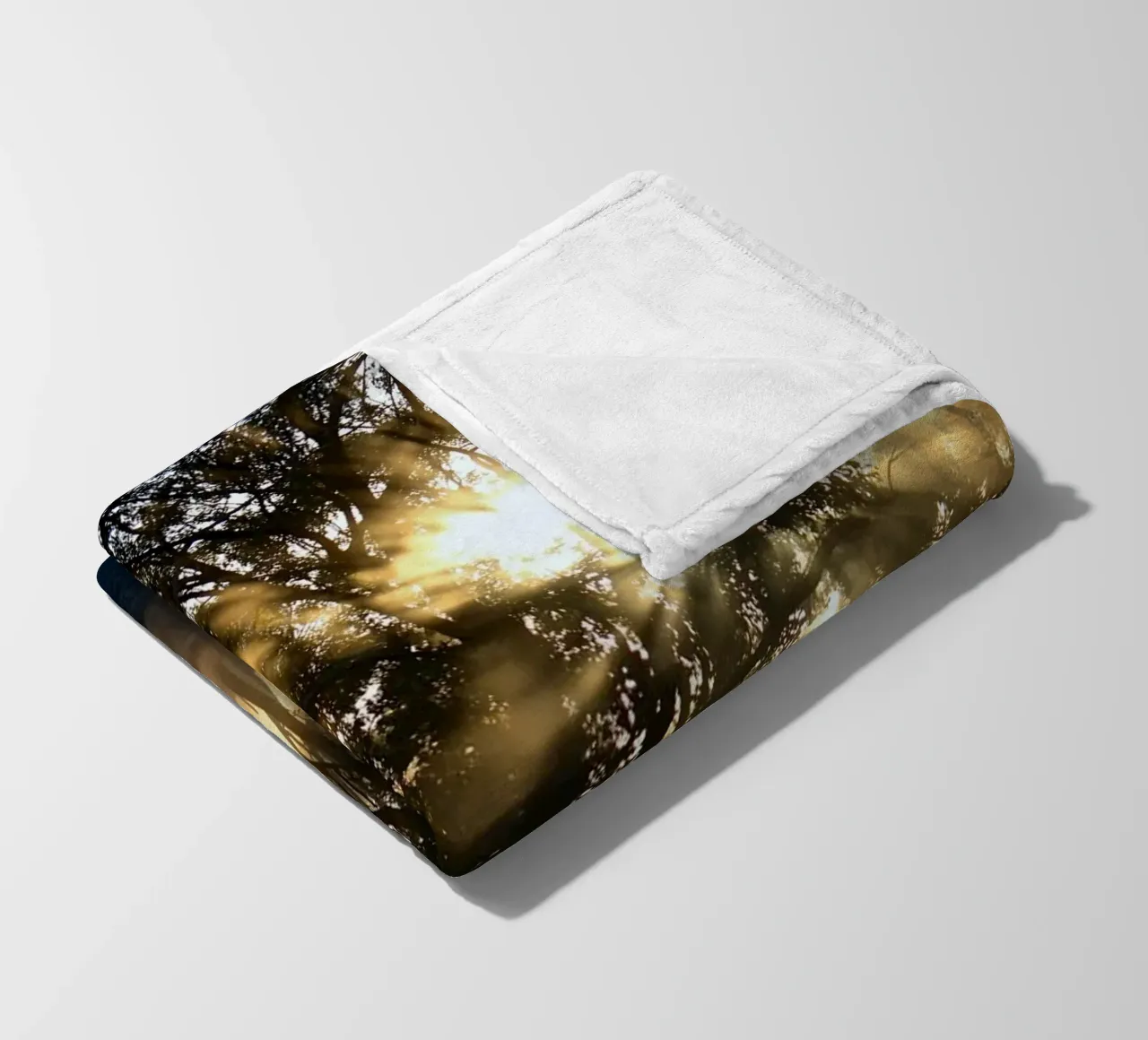 sunlight through trees and riders fleece blanket by Horsire