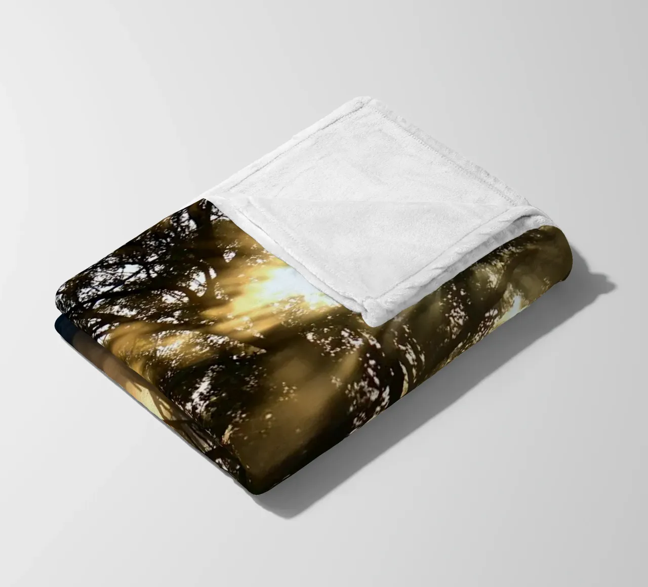 sunlight through trees and riders fleece blanket by Horsire