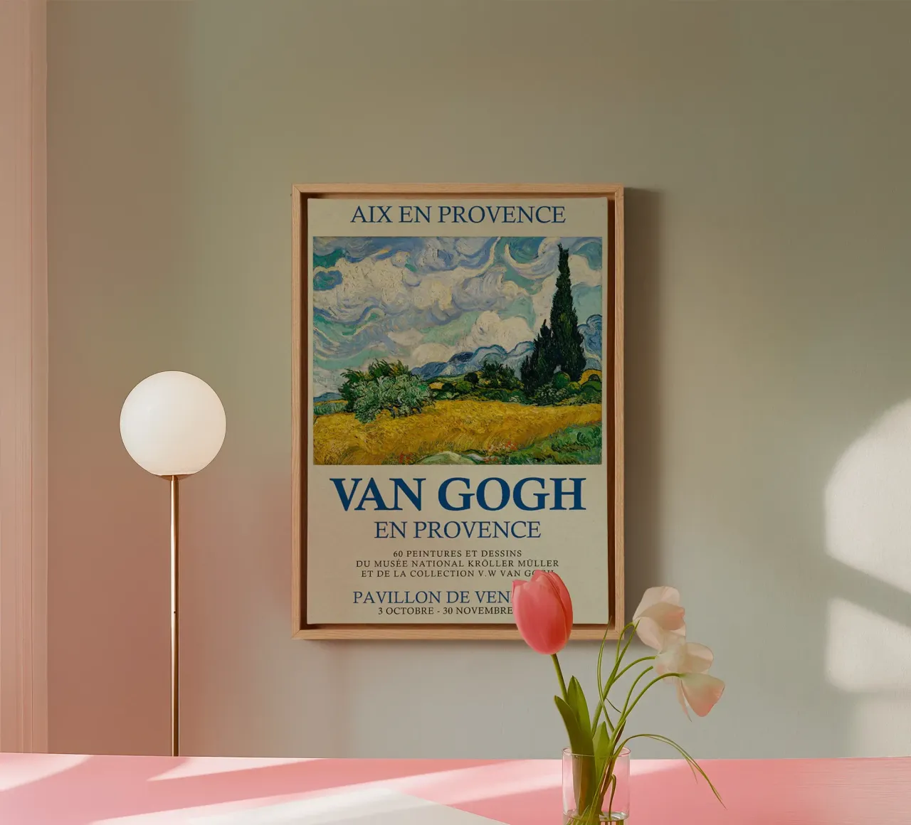 Vincent van Gogh - Wheat Field with Cypresses canvas with Floater frame by ashcraft shop