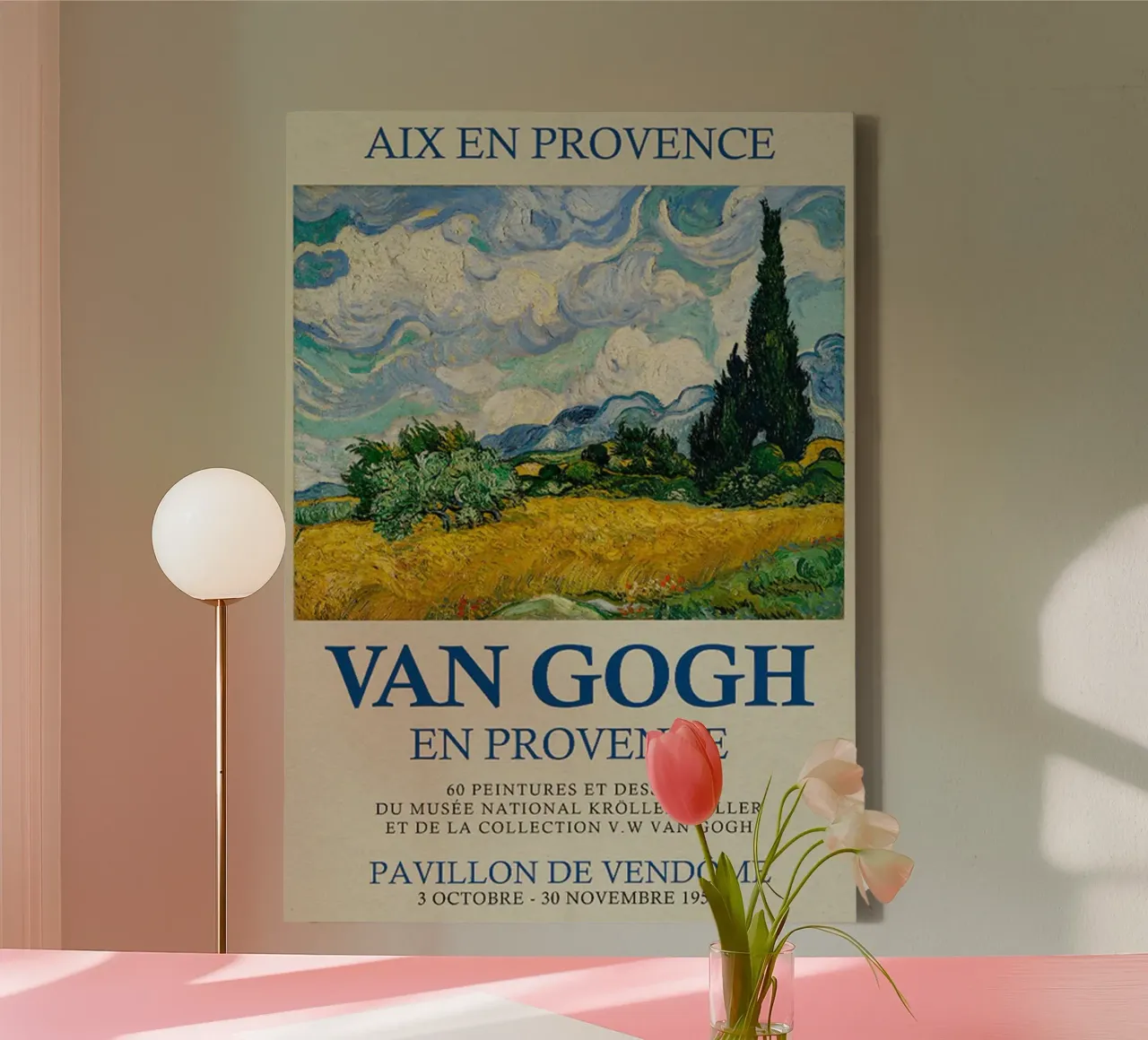 Vincent van Gogh - Wheat Field with Cypresses canvas with Floater frame by ashcraft shop