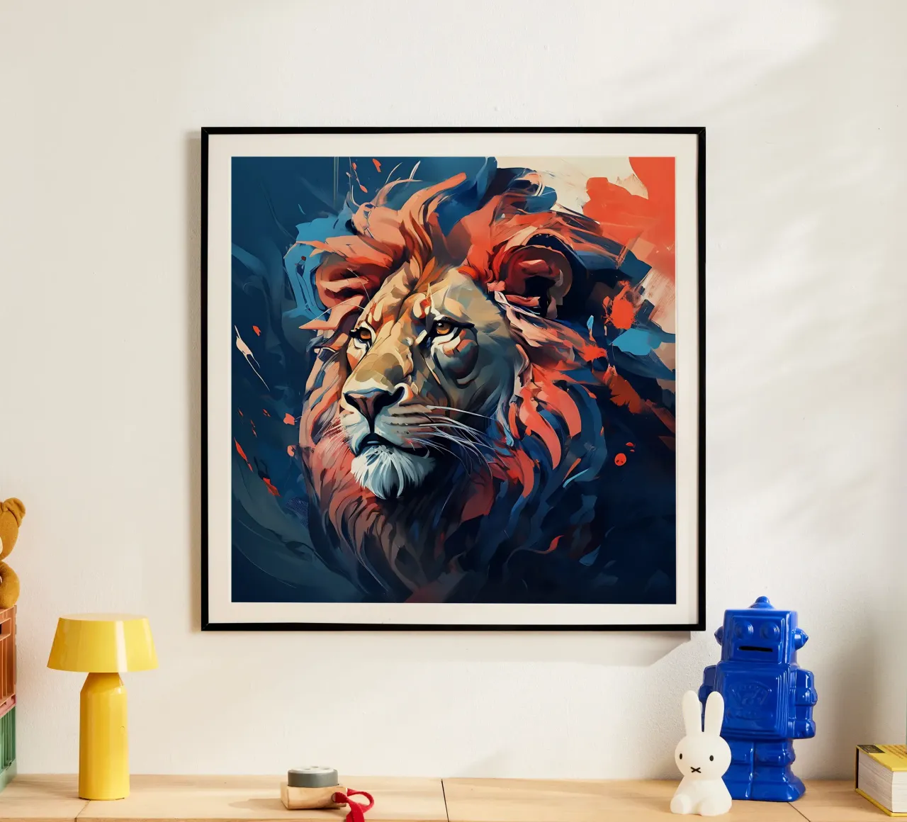 Leone_Stile_F_3 poster con telaio in alluminio da Tierisch bunt by LK