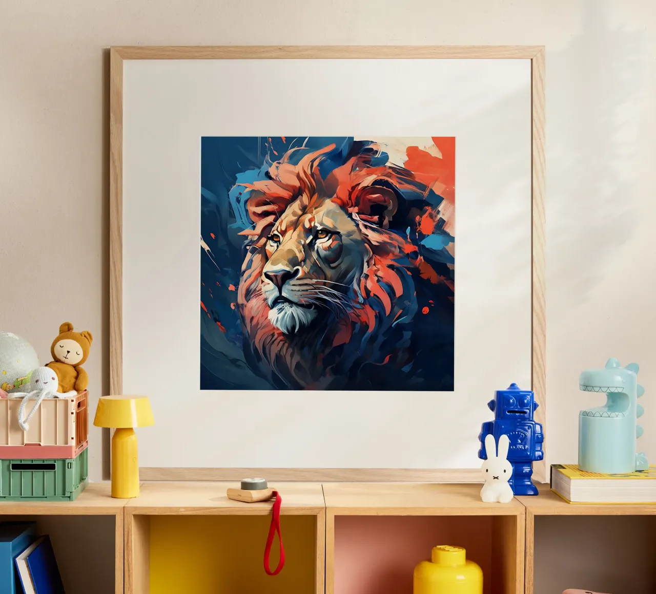 Leone_Stile_F_3 poster con telaio in alluminio da Tierisch bunt by LK