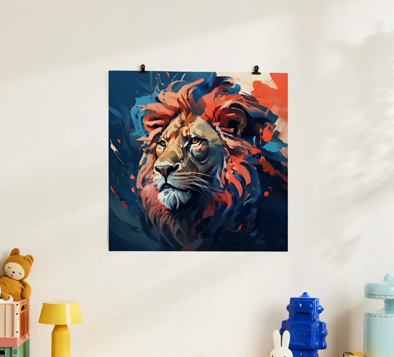 Leone_Stile_F_3 poster con telaio in alluminio da Tierisch bunt by LK
