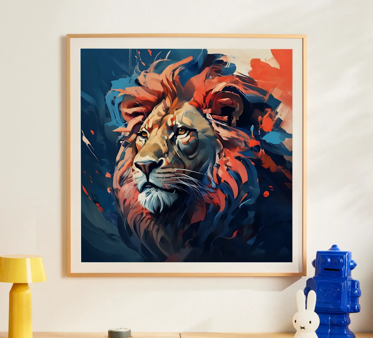 Leone_Stile_F_3 poster con telaio in alluminio da Tierisch bunt by LK