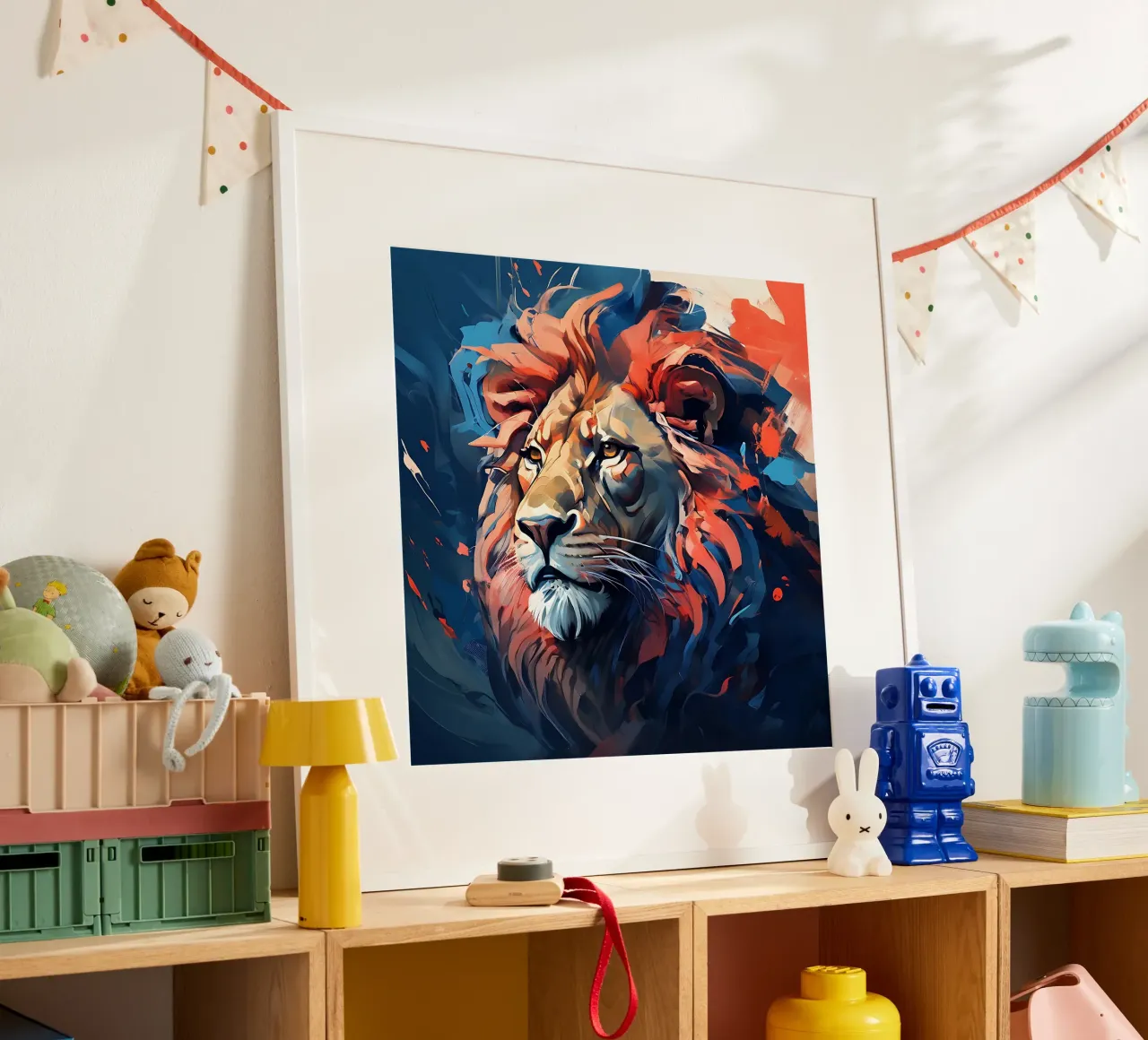 Leone_Stile_F_3 poster con telaio in alluminio da Tierisch bunt by LK