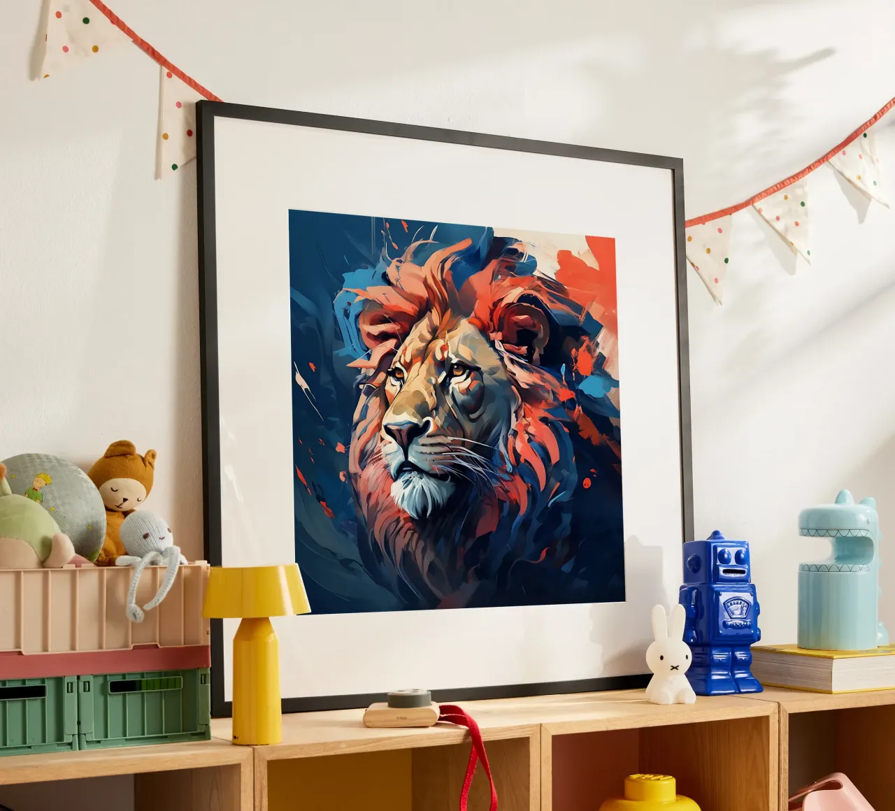 Leone_Stile_F_3 poster con telaio in alluminio da Tierisch bunt by LK