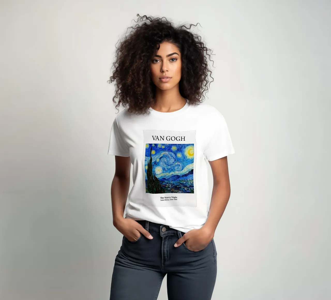 Vincent van Gogh Art Poster - La nuit étoilée t-shirt de ashcraft shop