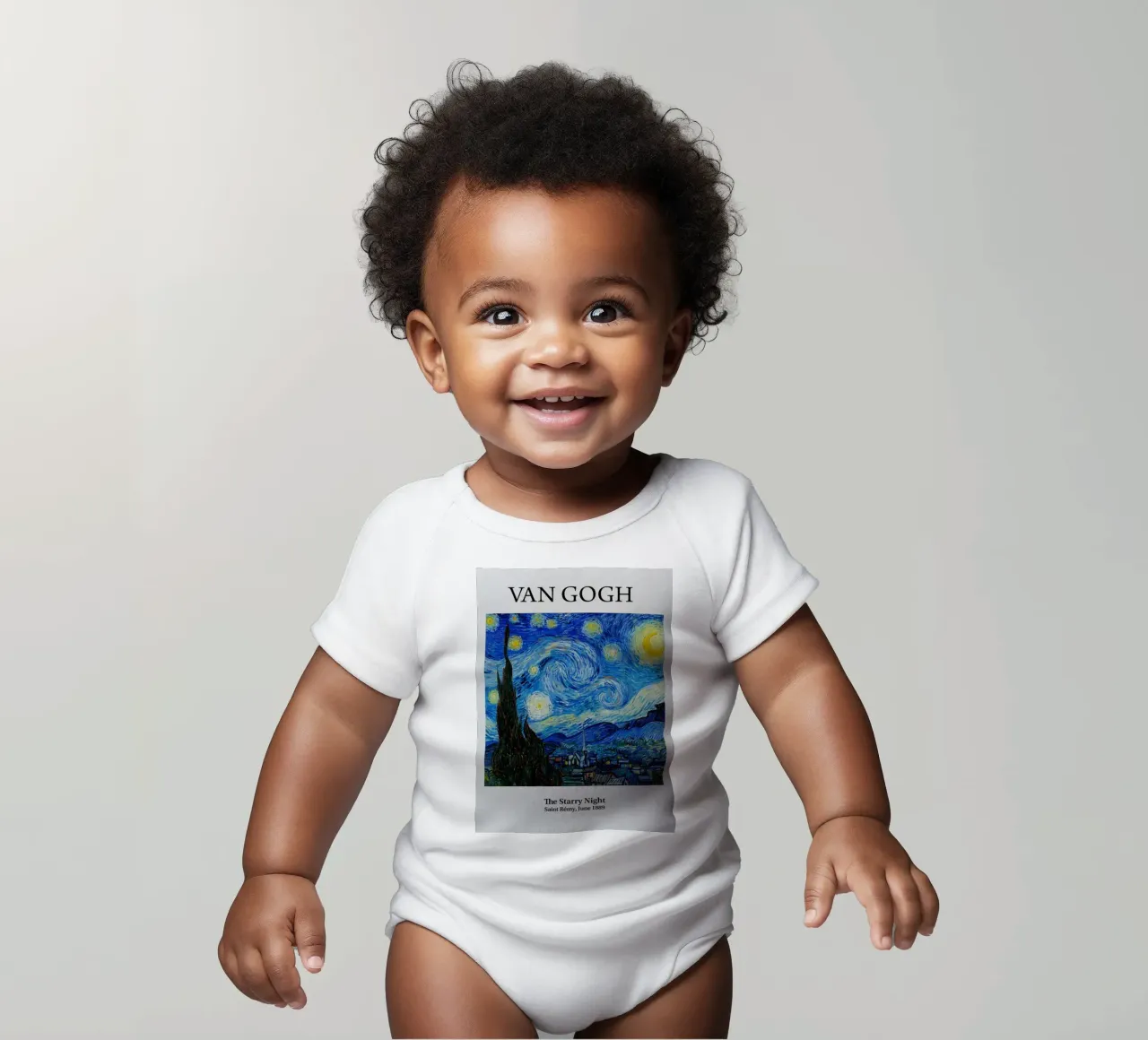 Vincent van Gogh Kunst Poster - Die sternenklare Nacht Kurzarm Babybody von ashcraft shop