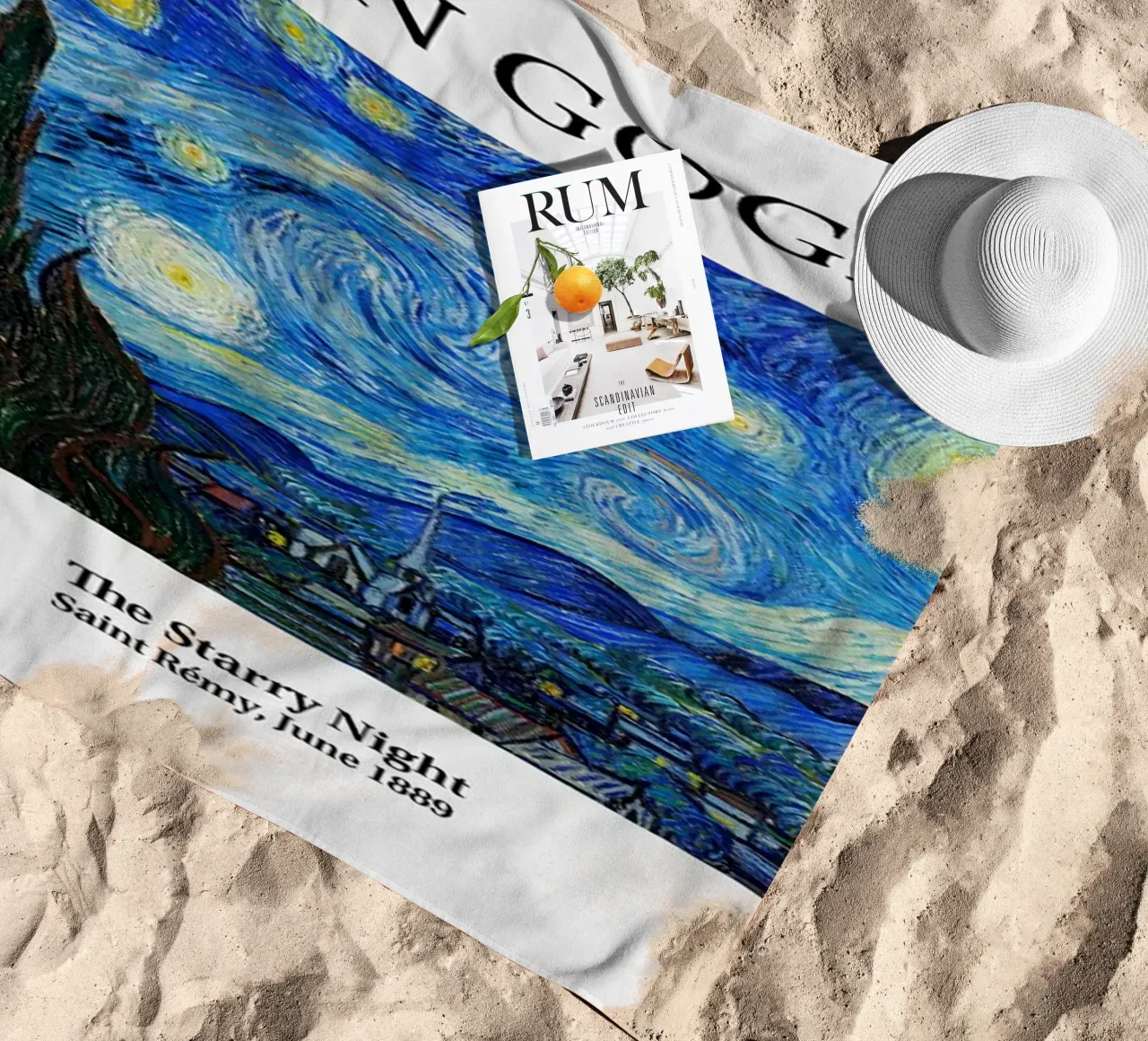 Vincent van Gogh Art Poster - La nuit étoilée serviette de plage de ashcraft shop