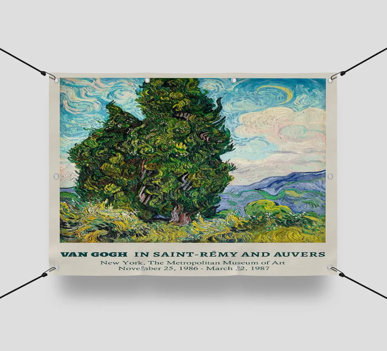 Vincent van Gogh Kunst Poster - Twee Cypressen pvc-zeil van ashcraft shop