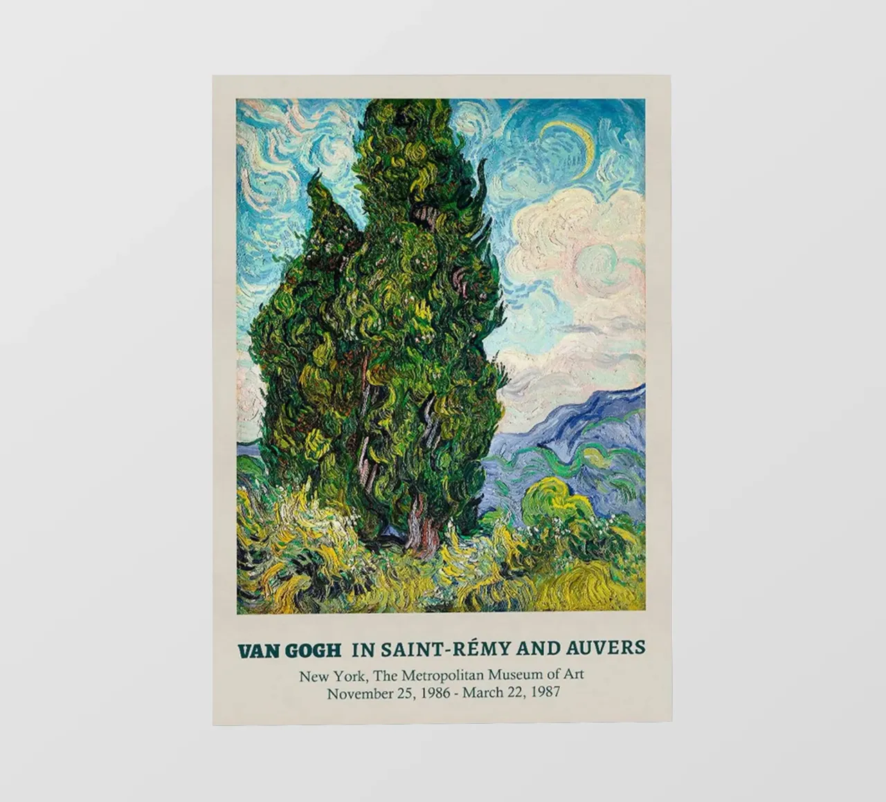 Vincent van Gogh Kunst Poster - Twee Cypressen pvc-zeil van ashcraft shop
