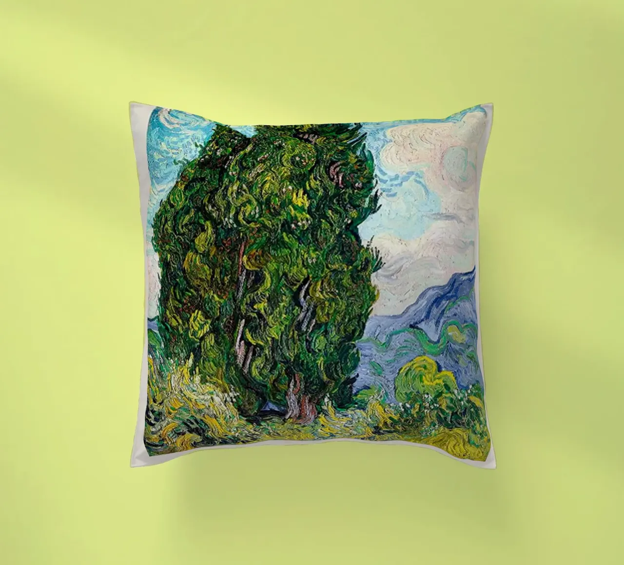 Vincent van Gogh Kunst Poster - Twee Cypressen kussen van ashcraft shop