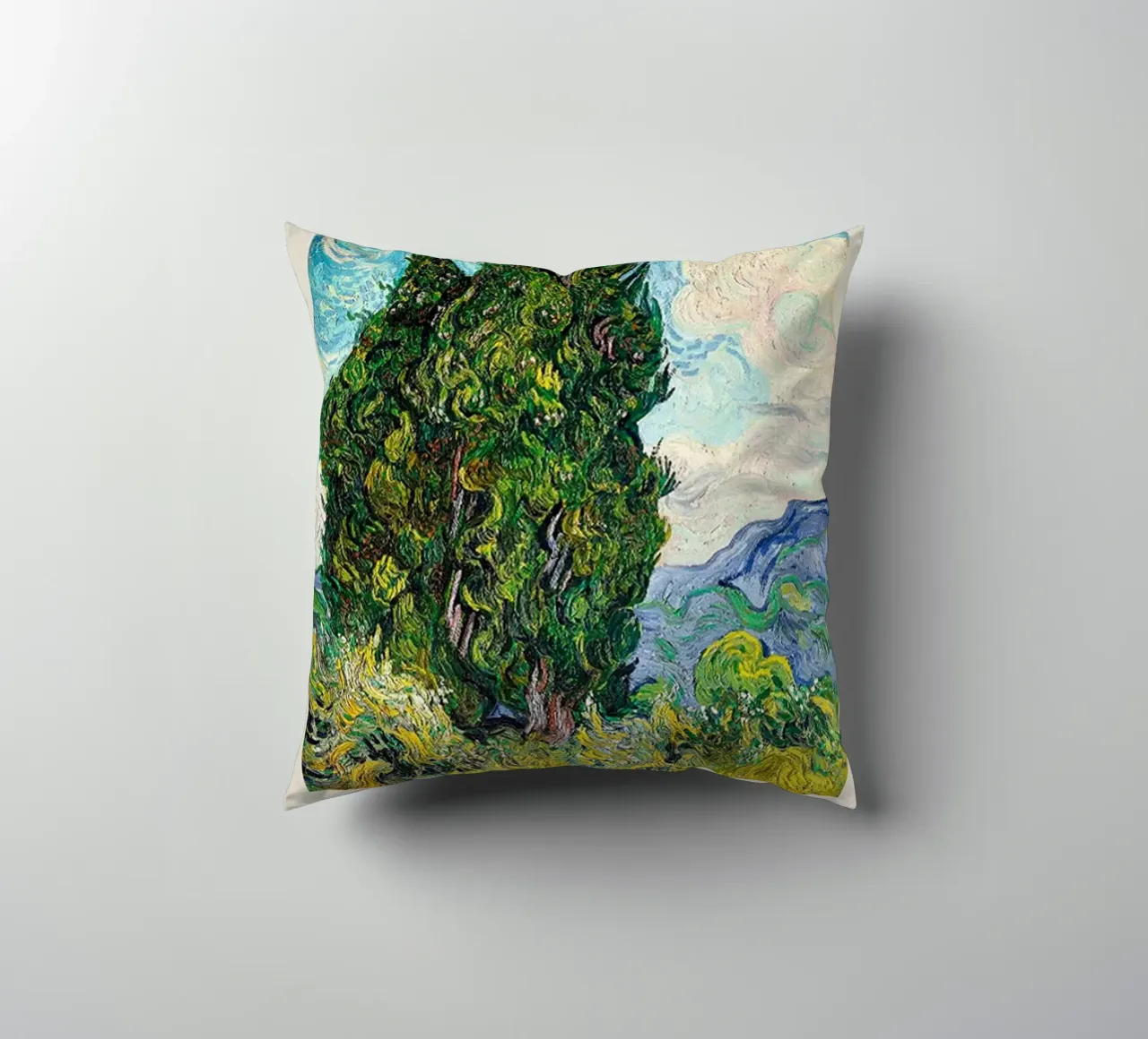 Vincent van Gogh Kunst Poster - Twee Cypressen kussen van ashcraft shop