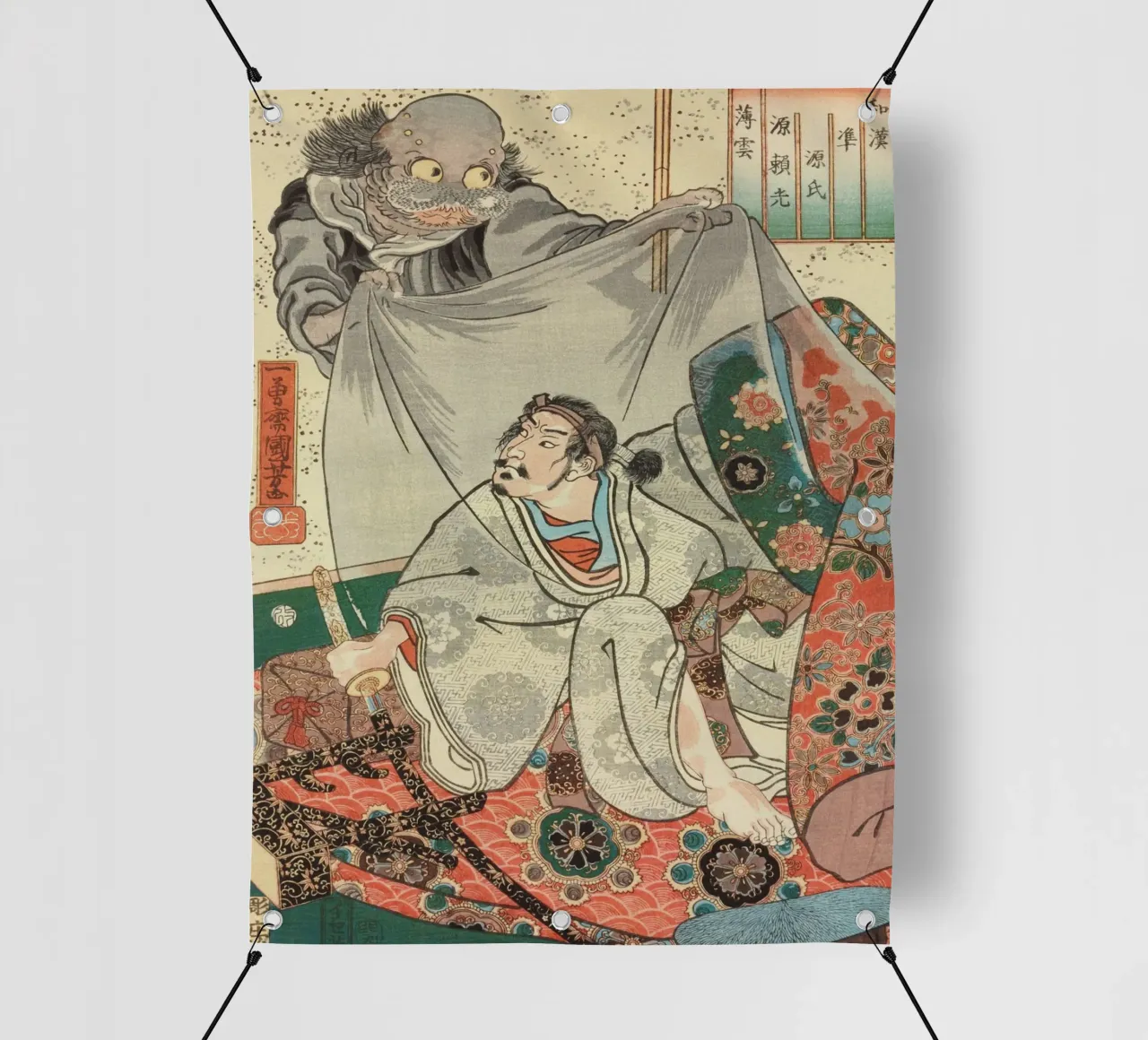 Fantôme attaquant un samouraï - Ancienne planche de bois japonaise Ukiyo-e bâche pvc de Masterpieces Of Japanese Art