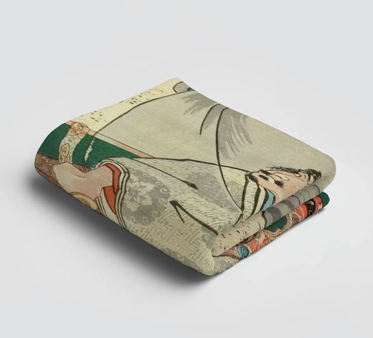 Fantôme attaquant un samouraï - Ancienne planche de bois japonaise Ukiyo-e serviette de bain de Masterpieces Of Japanese Art