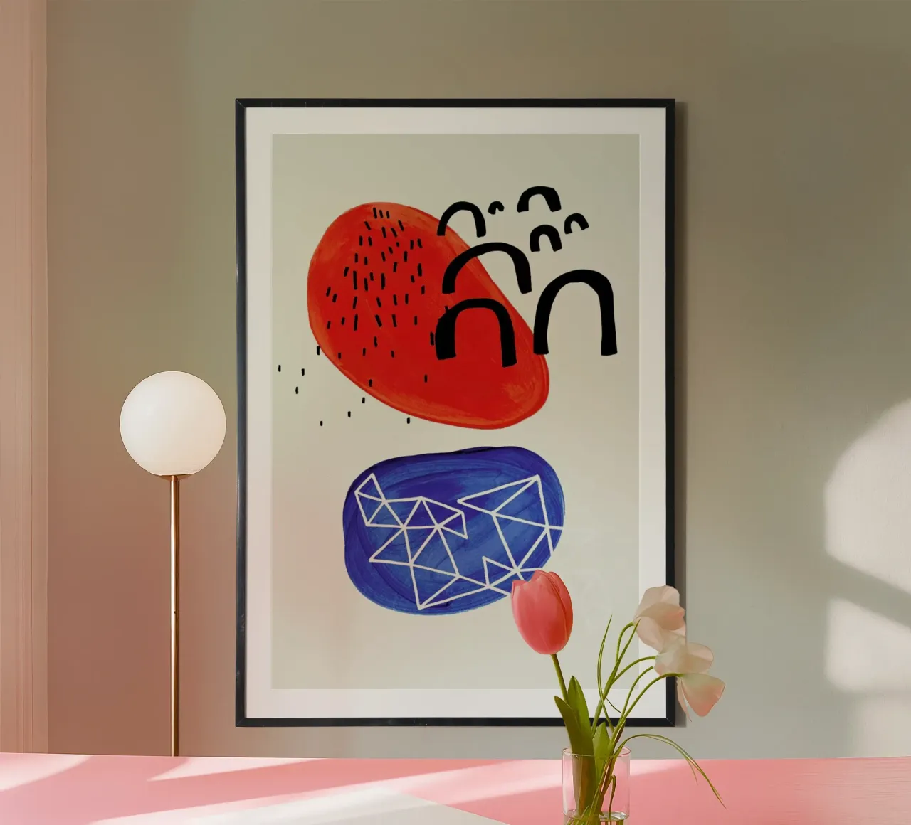 Ocean Birds poster con telaio in legno da EnShape