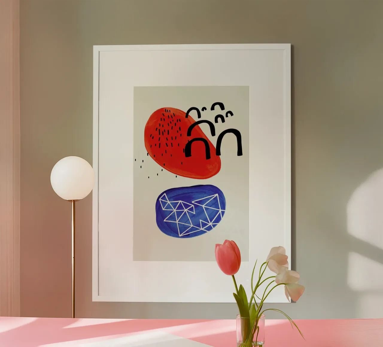 Ocean Birds poster con telaio in legno da EnShape