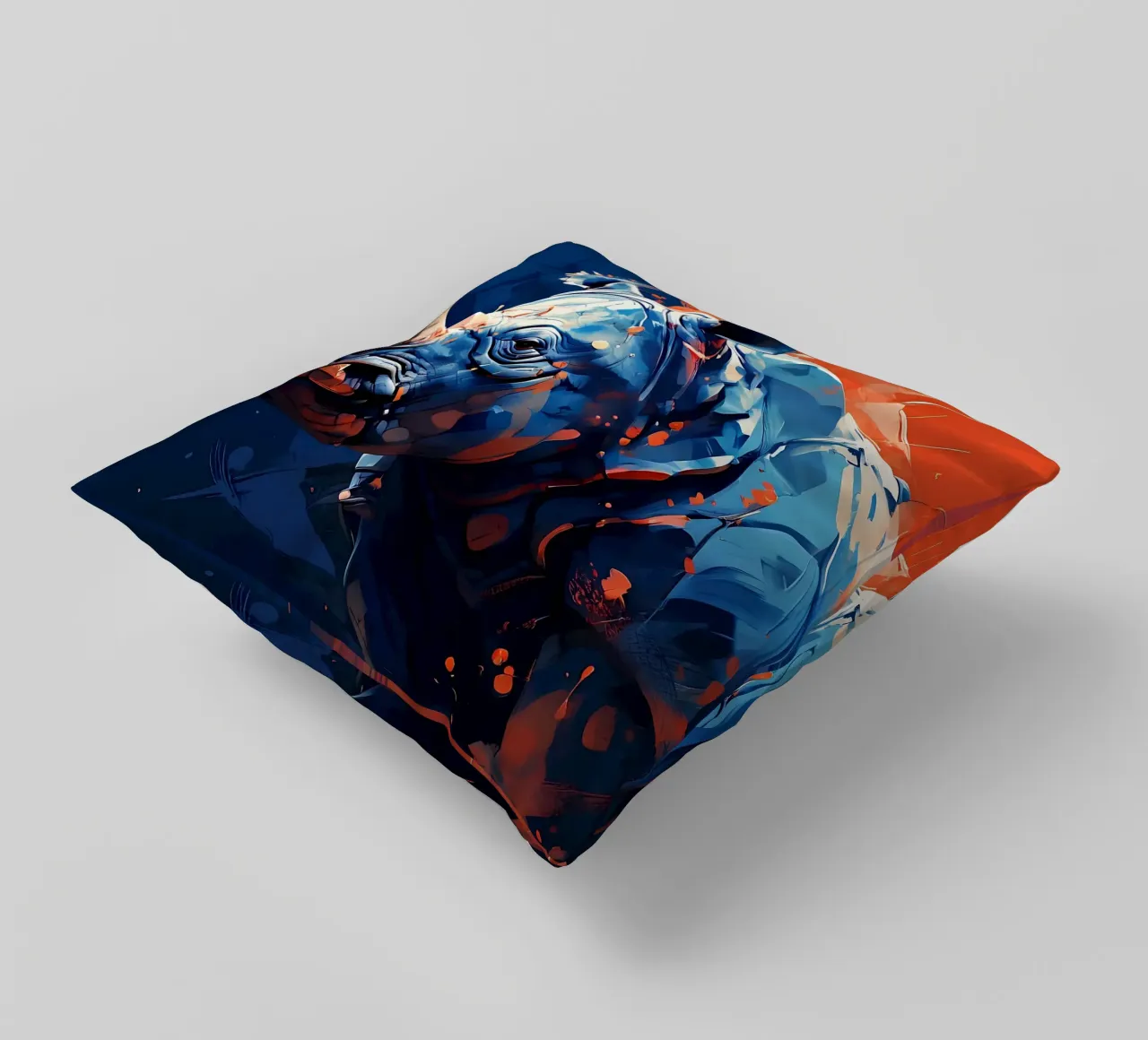 Nashorn_Stil_F_1 Kissen von Tierisch bunt by LK