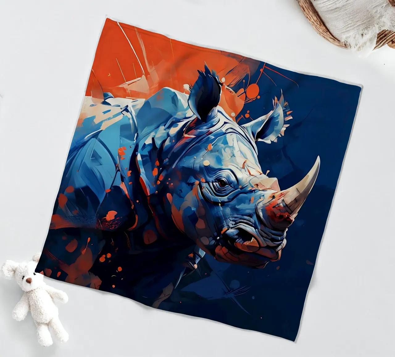 Nashorn_Stil_F_1 fleece blanket by Tierisch bunt by LK