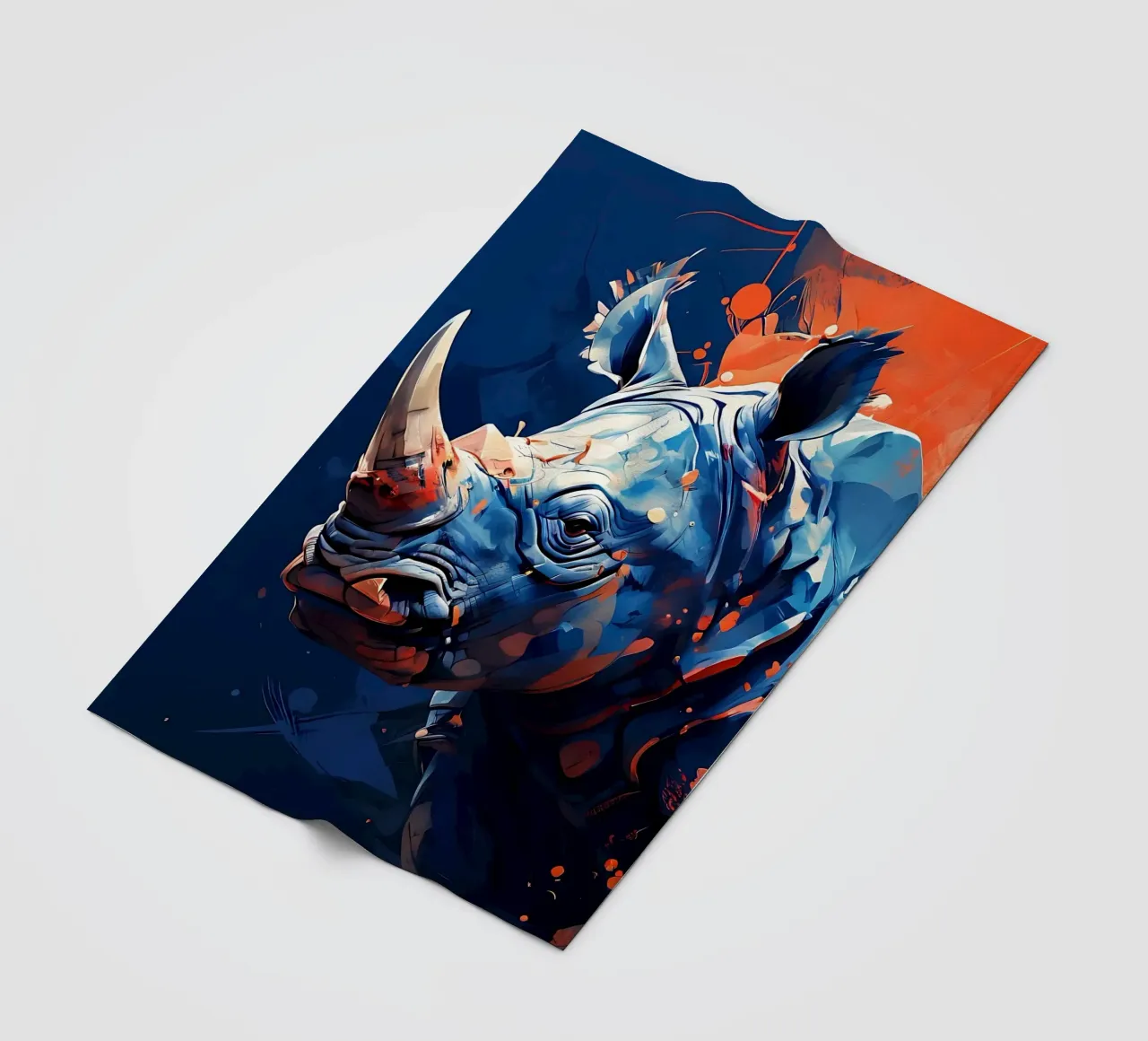 Nashorn_Stil_F_1 fleece blanket by Tierisch bunt by LK