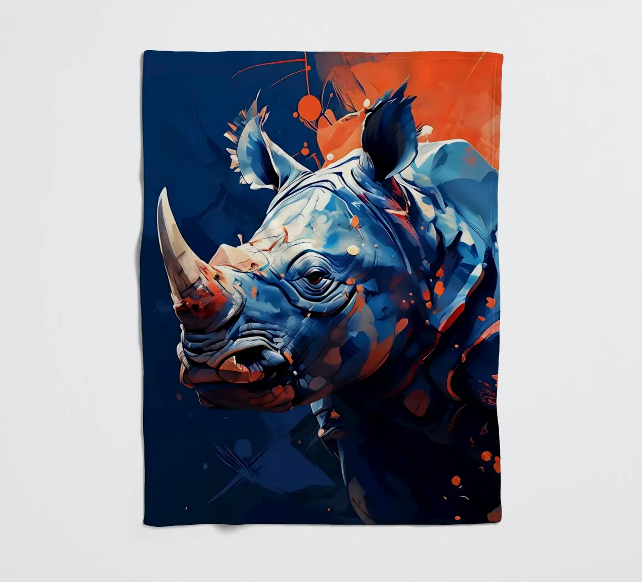 Nashorn_Stil_F_1 fleece blanket by Tierisch bunt by LK