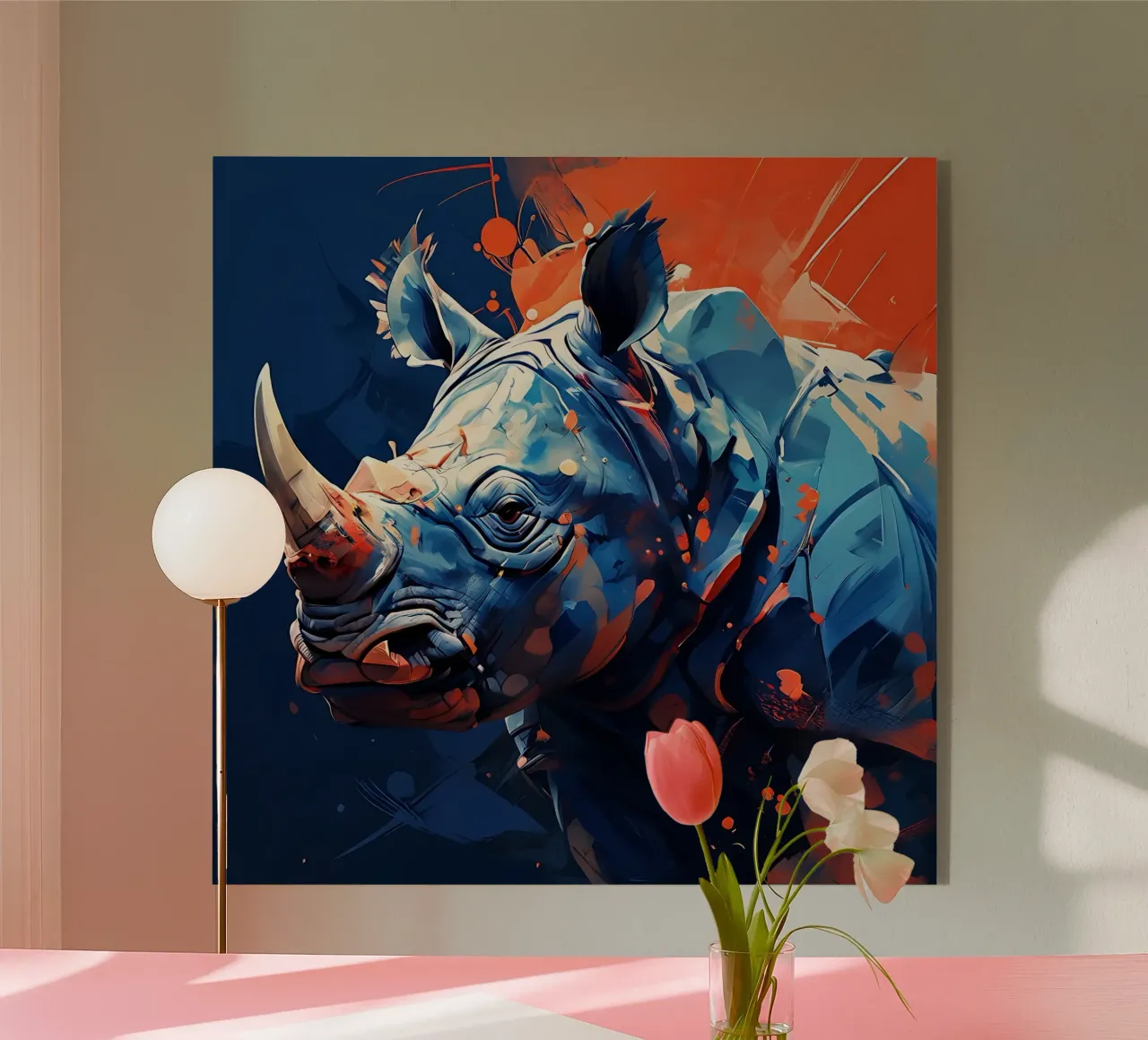 Nashorn_Stil_F_1 Acryl-Glas von Tierisch bunt by LK