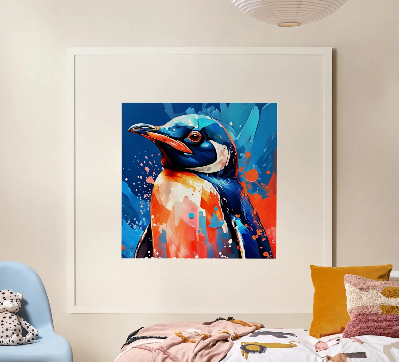 Pinguino_Stil_F_1 poster con telaio in alluminio da Tierisch bunt by LK