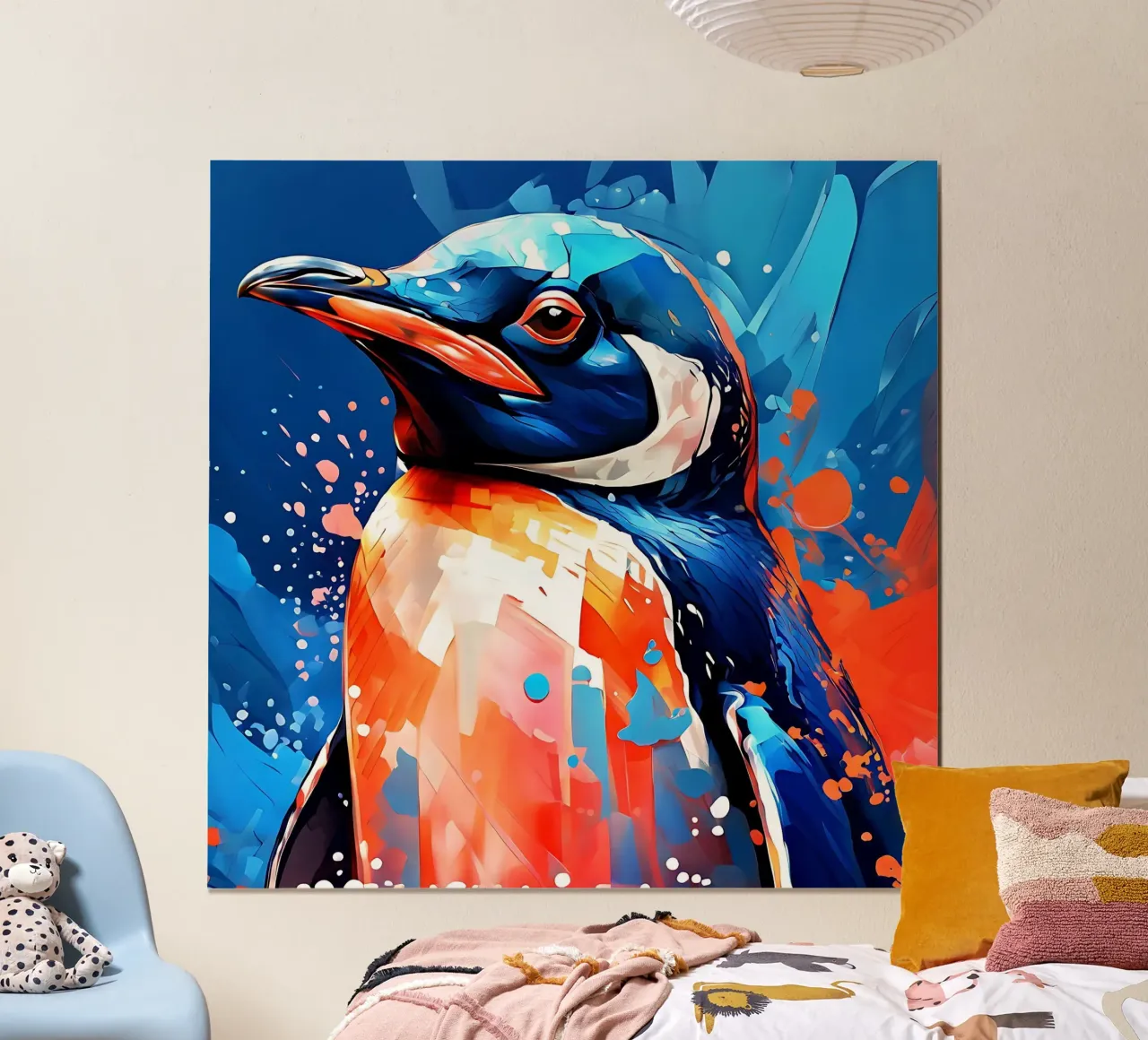 Pinguino_Stil_F_1 poster con telaio in alluminio da Tierisch bunt by LK