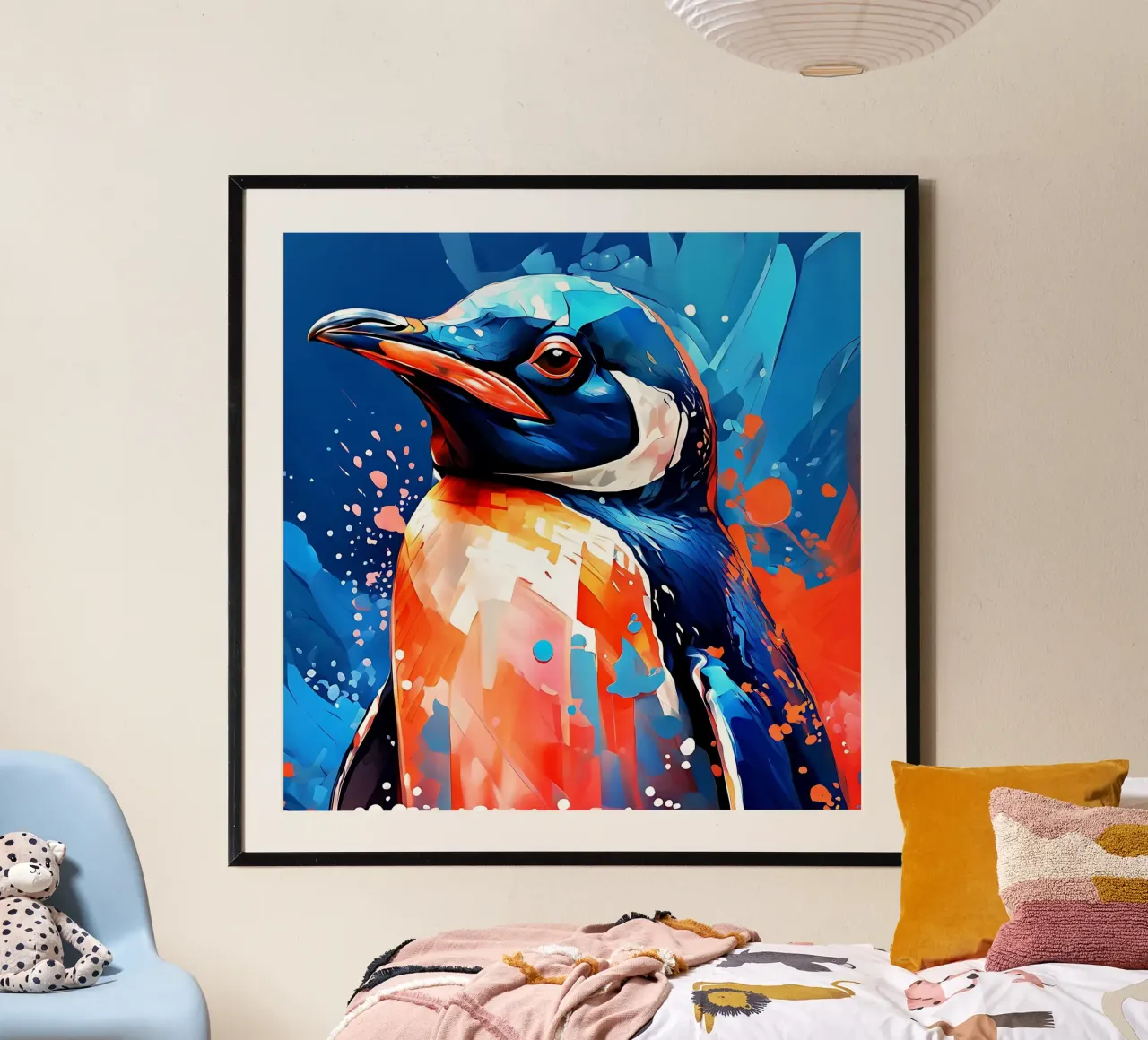 Pinguino_Stil_F_1 poster con telaio in alluminio da Tierisch bunt by LK