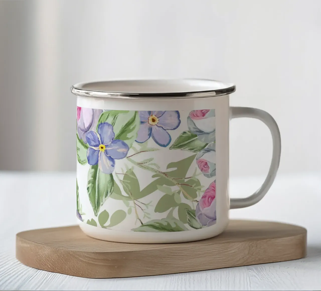 Cimeli floreali pastello tazza in smalto da gulsengunel