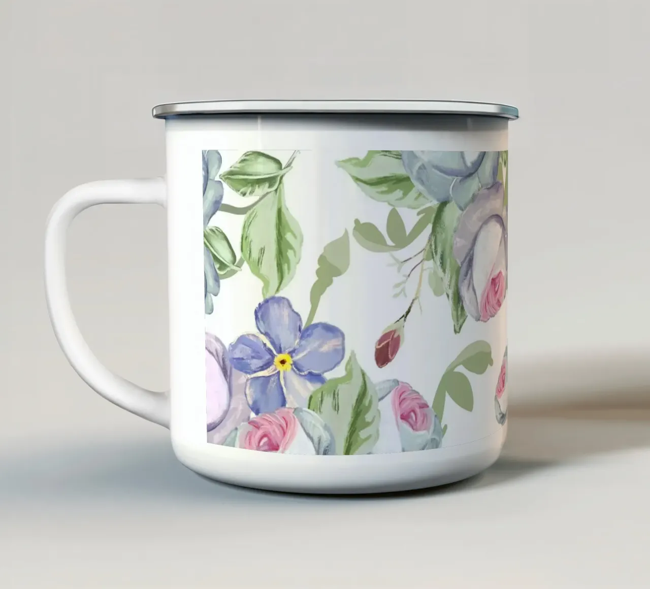Cimeli floreali pastello tazza in smalto da gulsengunel