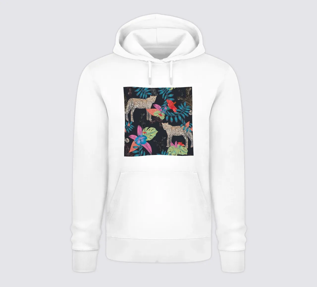 Hand drawn leopard colorful tropical hoodie by gulsengunel