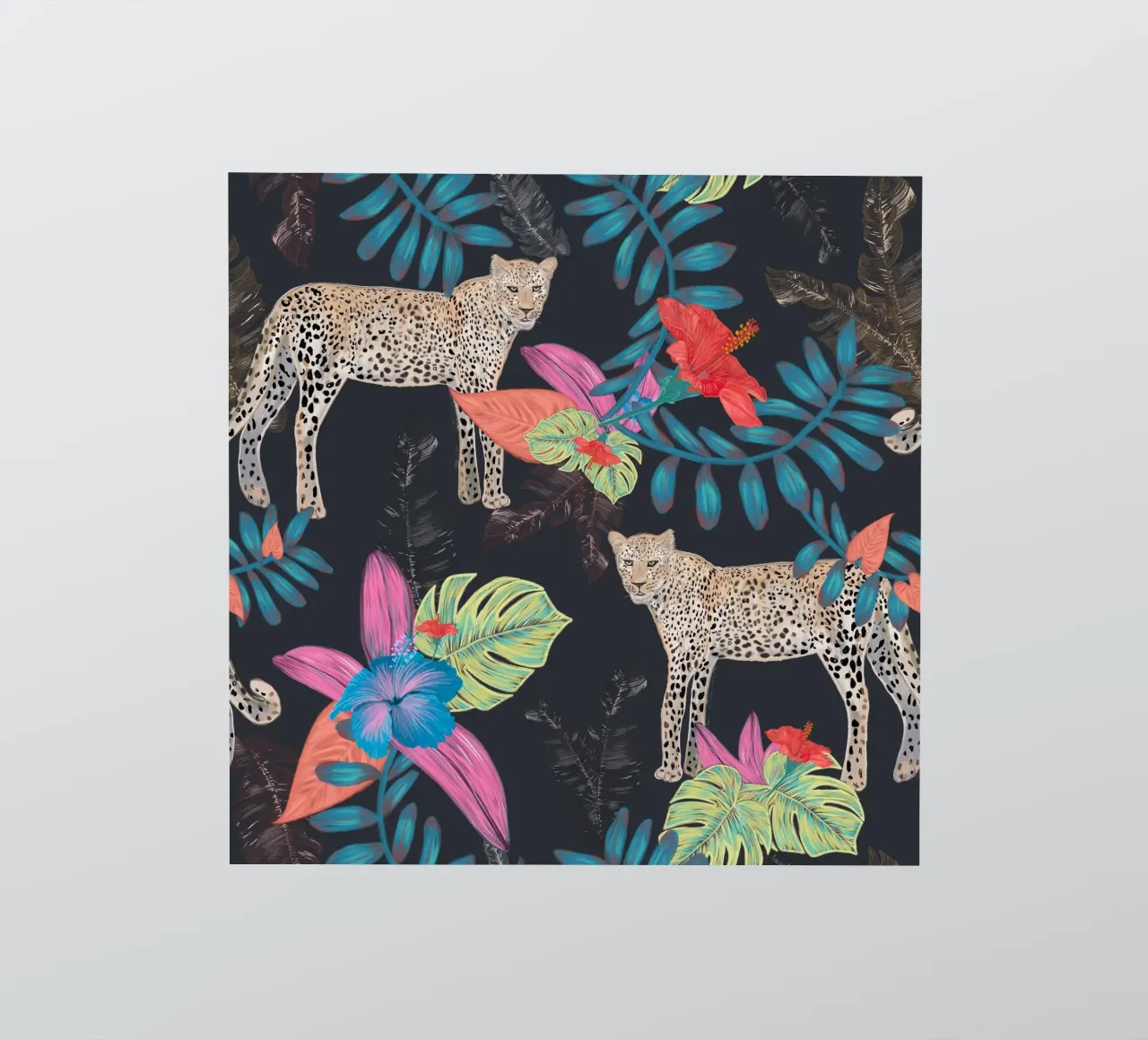 Dessin à la main d'un léopard coloré tropical autocollant de gulsengunel