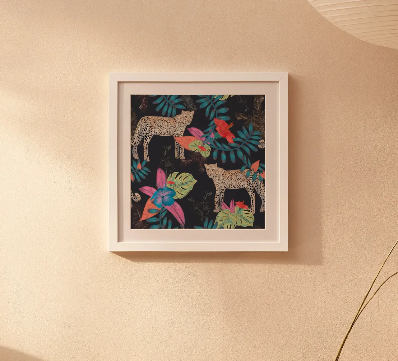 Dessin à la main d'un léopard coloré tropical hahnemühle de gulsengunel