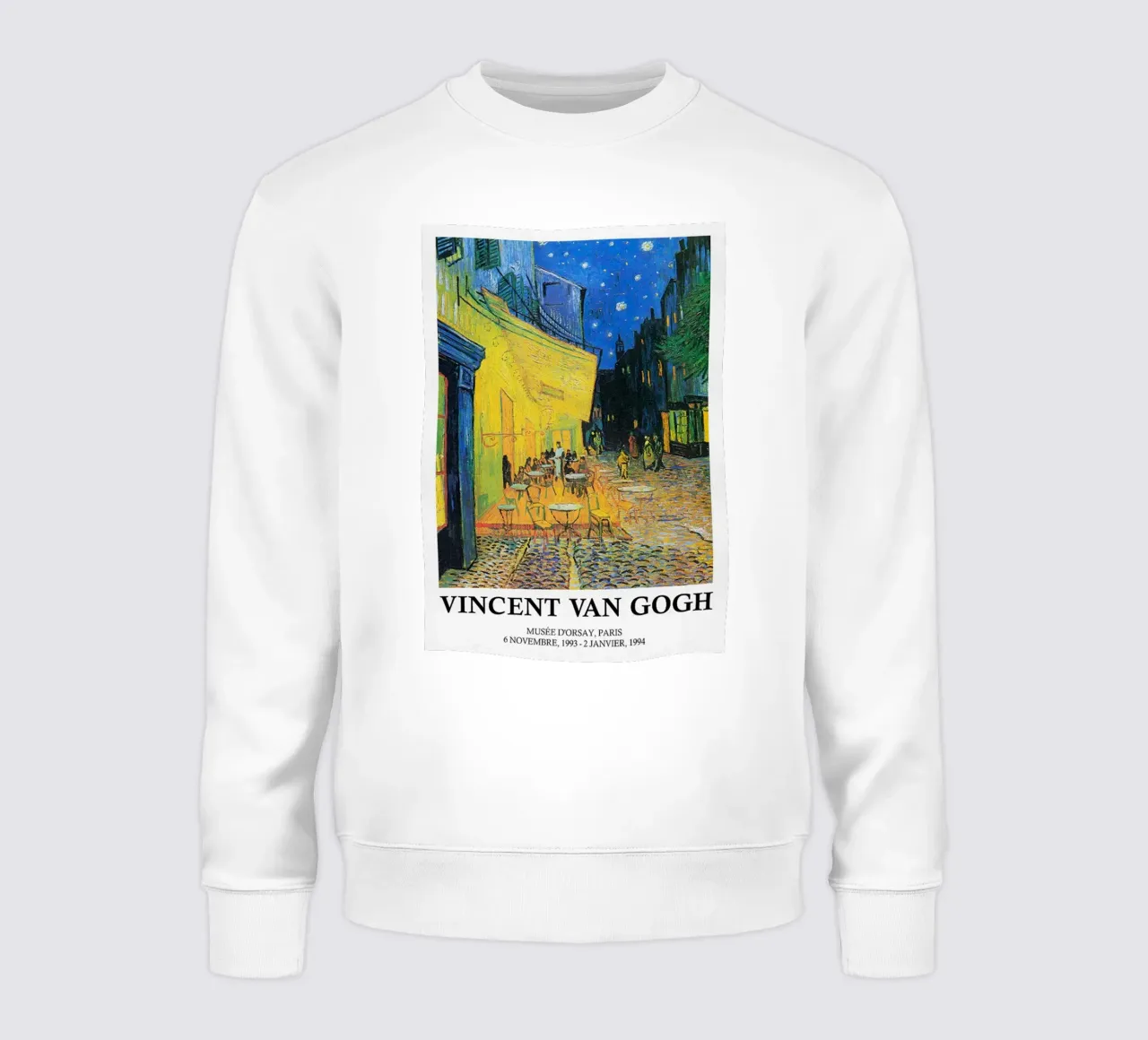 Poster della mostra di Vincent van Gogh - Terrazza del caffè di notte felpa da ashcraft shop