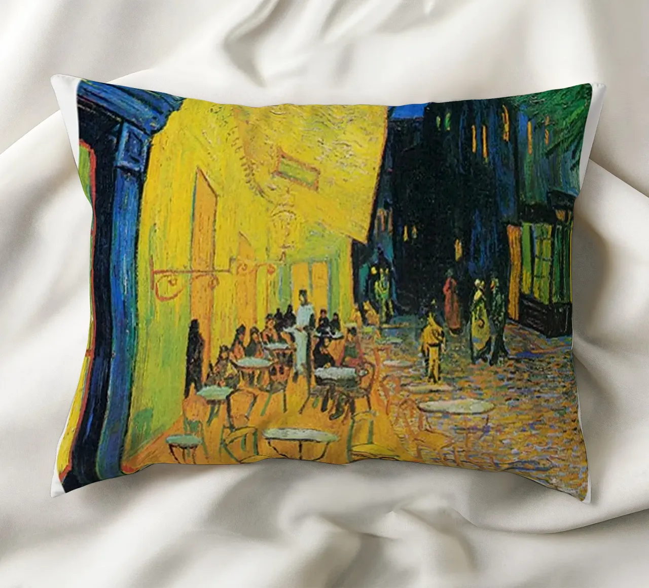 Cartel de la exposición Vincent van Gogh - Terraza de café por la noche cojín de ashcraft shop