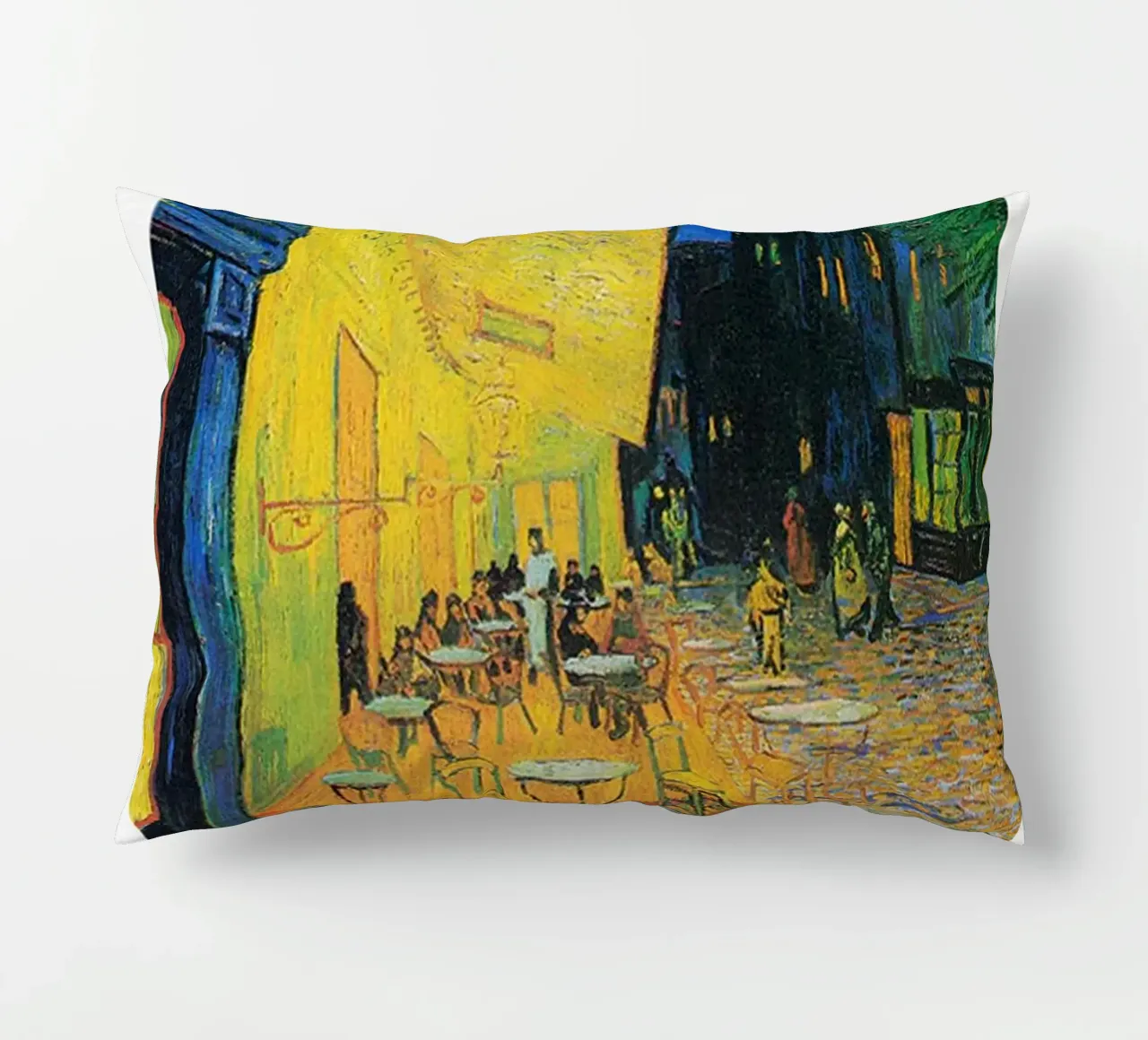 Cartel de la exposición Vincent van Gogh - Terraza de café por la noche cojín de ashcraft shop
