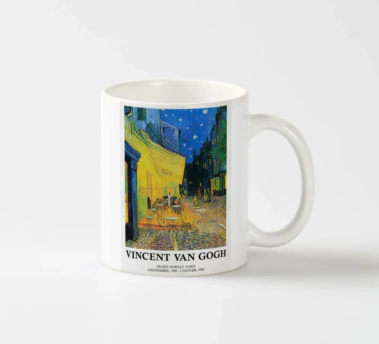 Poster della mostra di Vincent van Gogh - Terrazza del caffè di notte tazza in ceramica da ashcraft shop