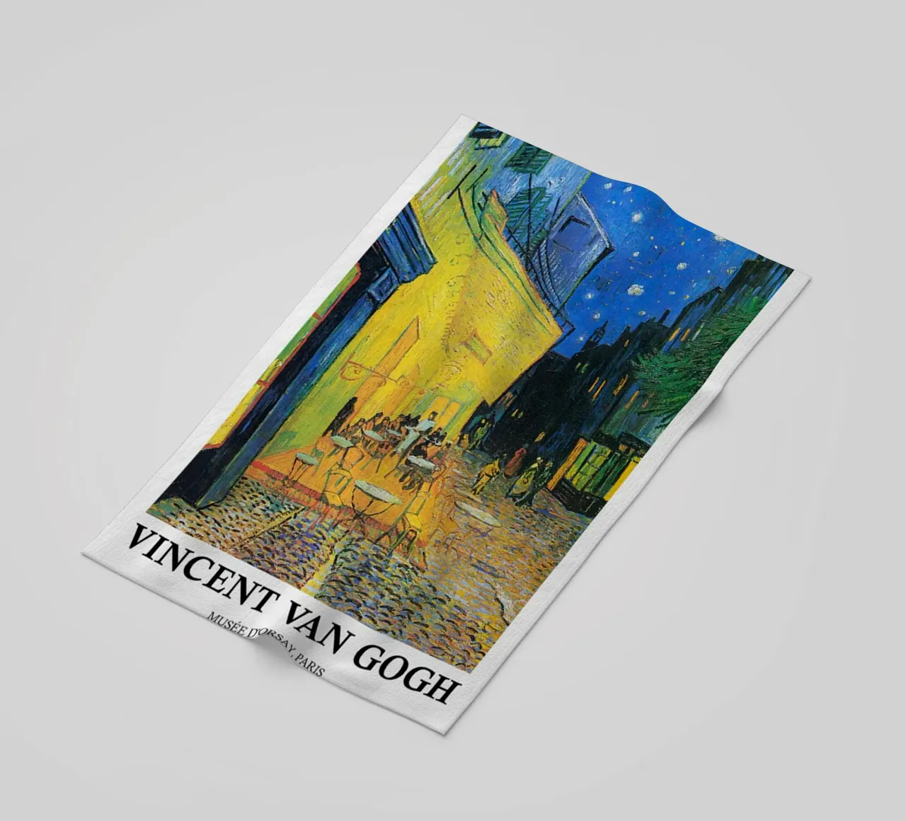 Vincent van Gogh Exhibition Poster - Café Terrace at Night beach towel by ashcraft shop