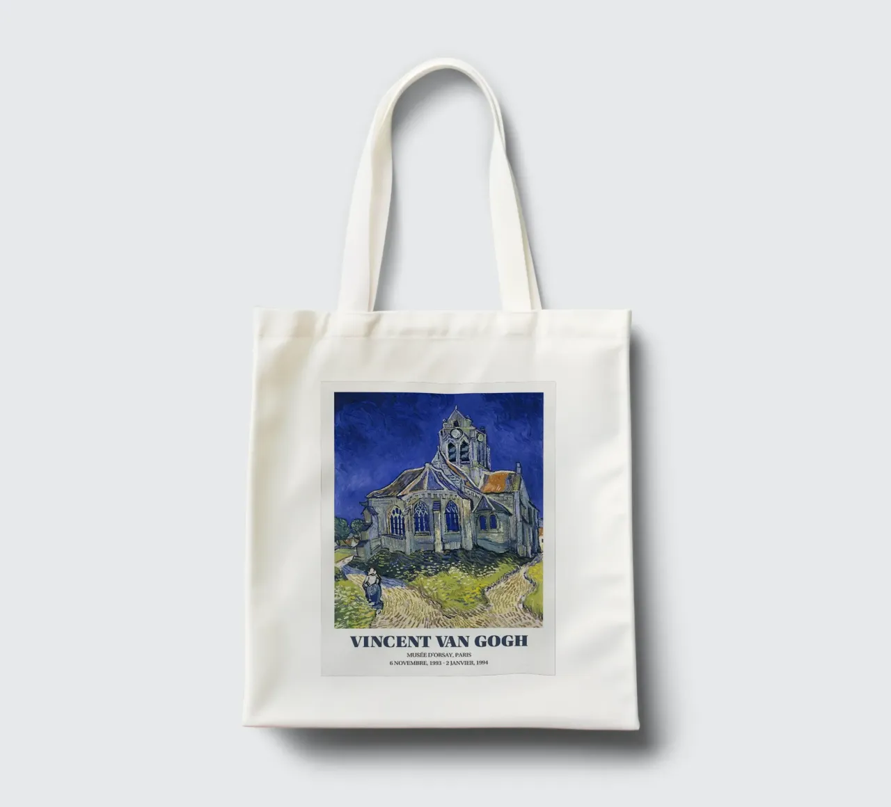 Vincent van Gogh Tentoonstellingsaffiche - Kerk bij Auvers jute draagtas van ashcraft shop